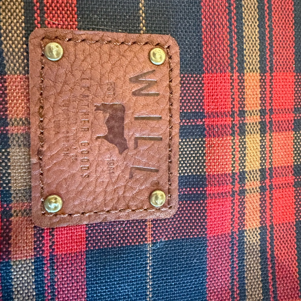 Will Leather Goods Red and Brown Plaid laptop Bag laptop case - Picture 3 of 4